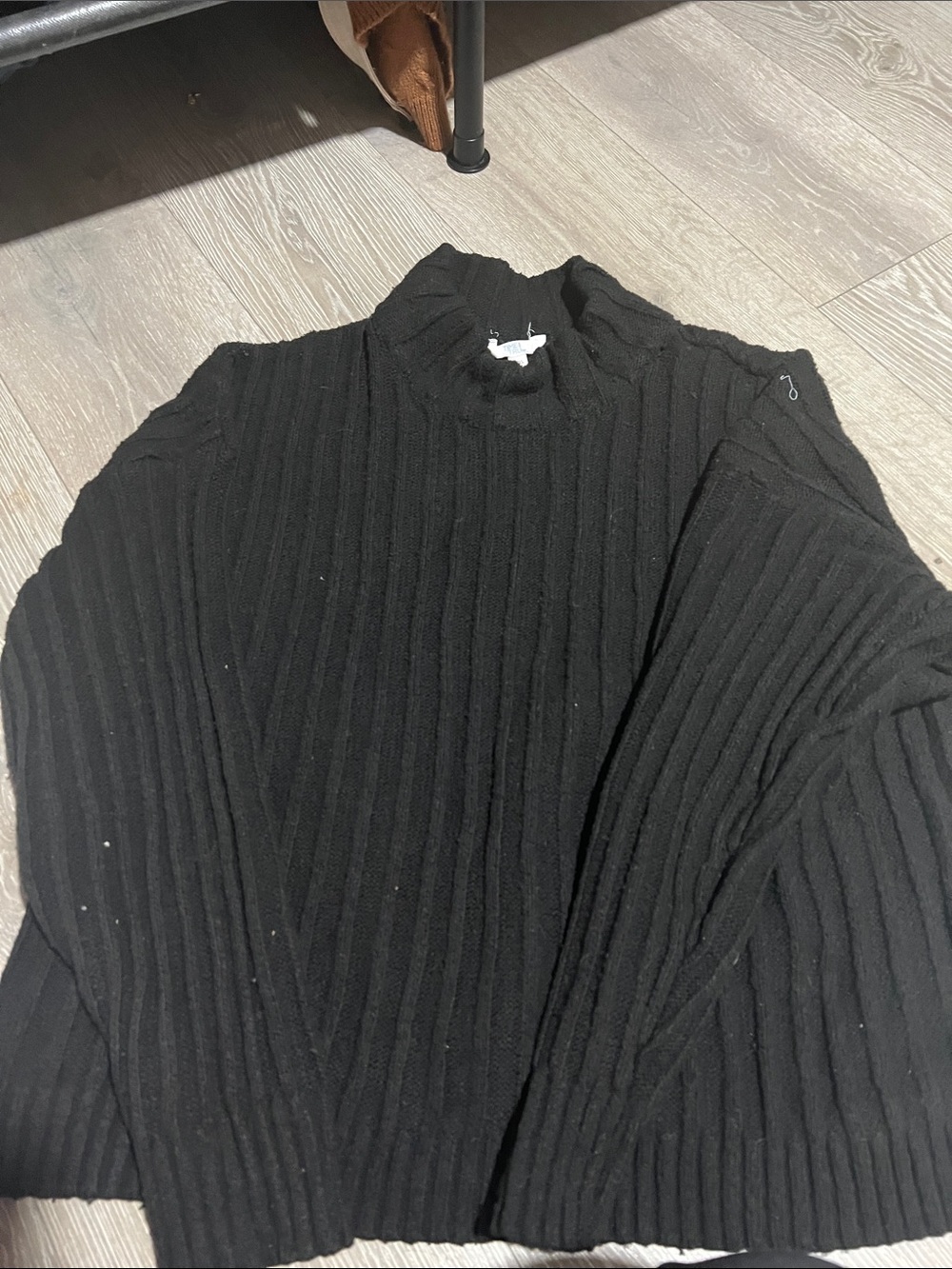 Time and Tru Black Ribbed Cowl Neck Sweater